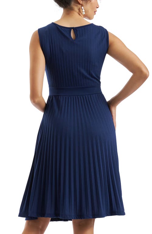 Ripe Maternity Knife Pleat Dress In Blue