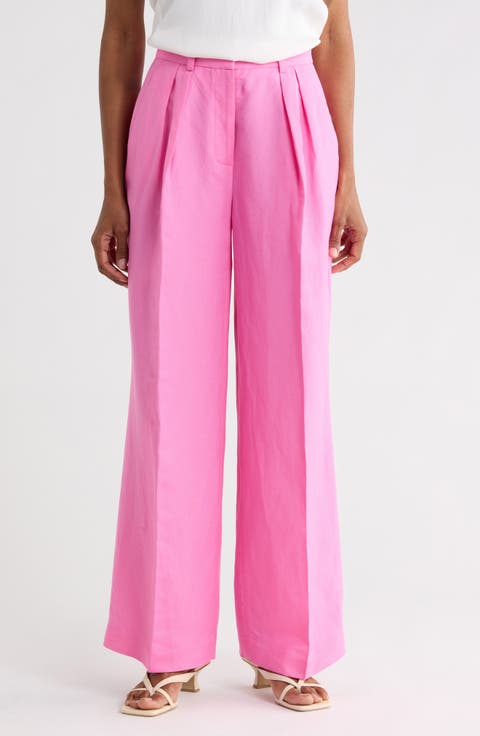 Linen Blend Wide Leg Pants
