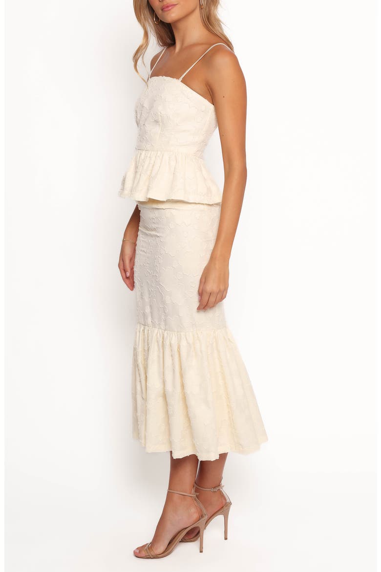 Xami Jacquard Peplum Camisole & Midi Skirt Set, Alternate, color, PALE YELLOW