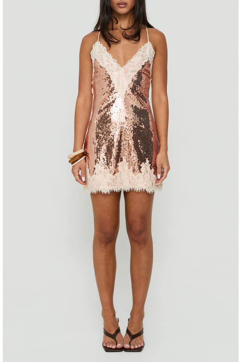 Call My Lover Lace Sequin Minidress, Main, color, GOLD SEQUIN