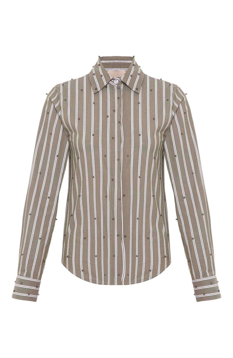 THEO The Label Echo Mix Stripe Pearly Shirt, Alternate, color, Tapenade/Gunmetal