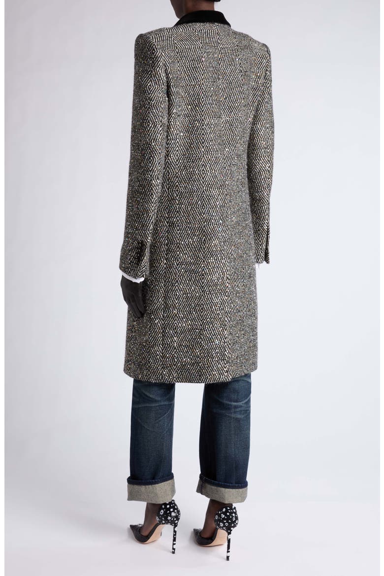 Sequin Tweed Boyfriend Coat, Alternate, color, BLACK MULTI
