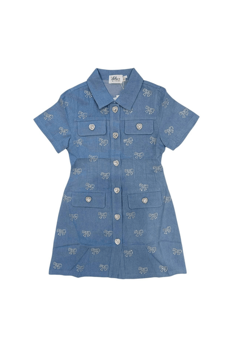 Shimmer Bows Denim Dress