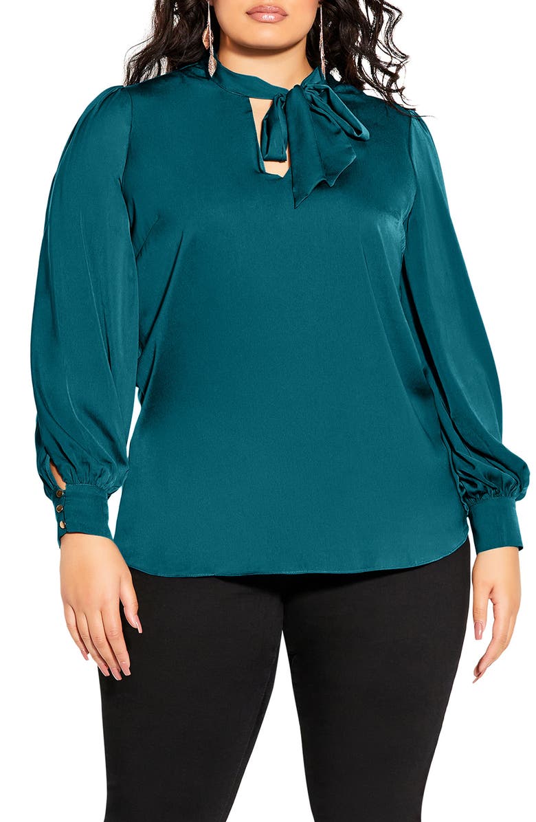 City Chic In Awe Tie Neck Top, Main, color, 