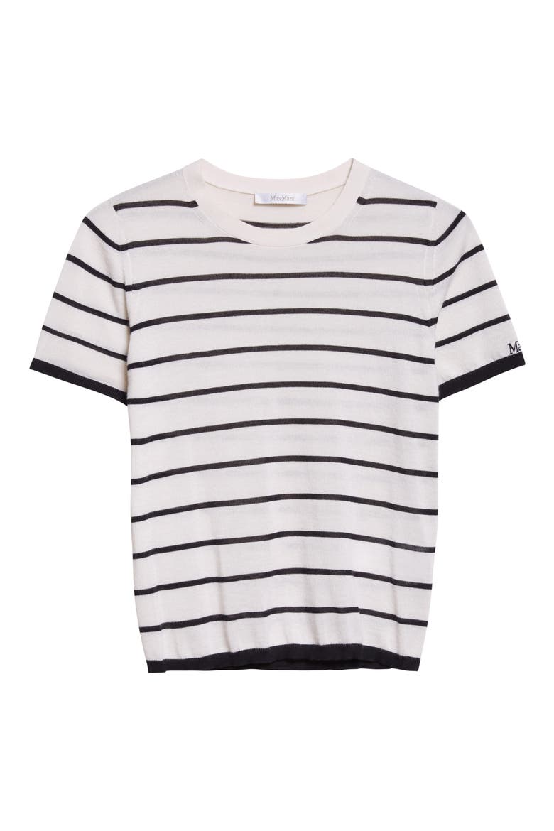 Pavetta Stripe Short Sleeve Cashmere & Silk Sweater, Alternate, color, IVORY