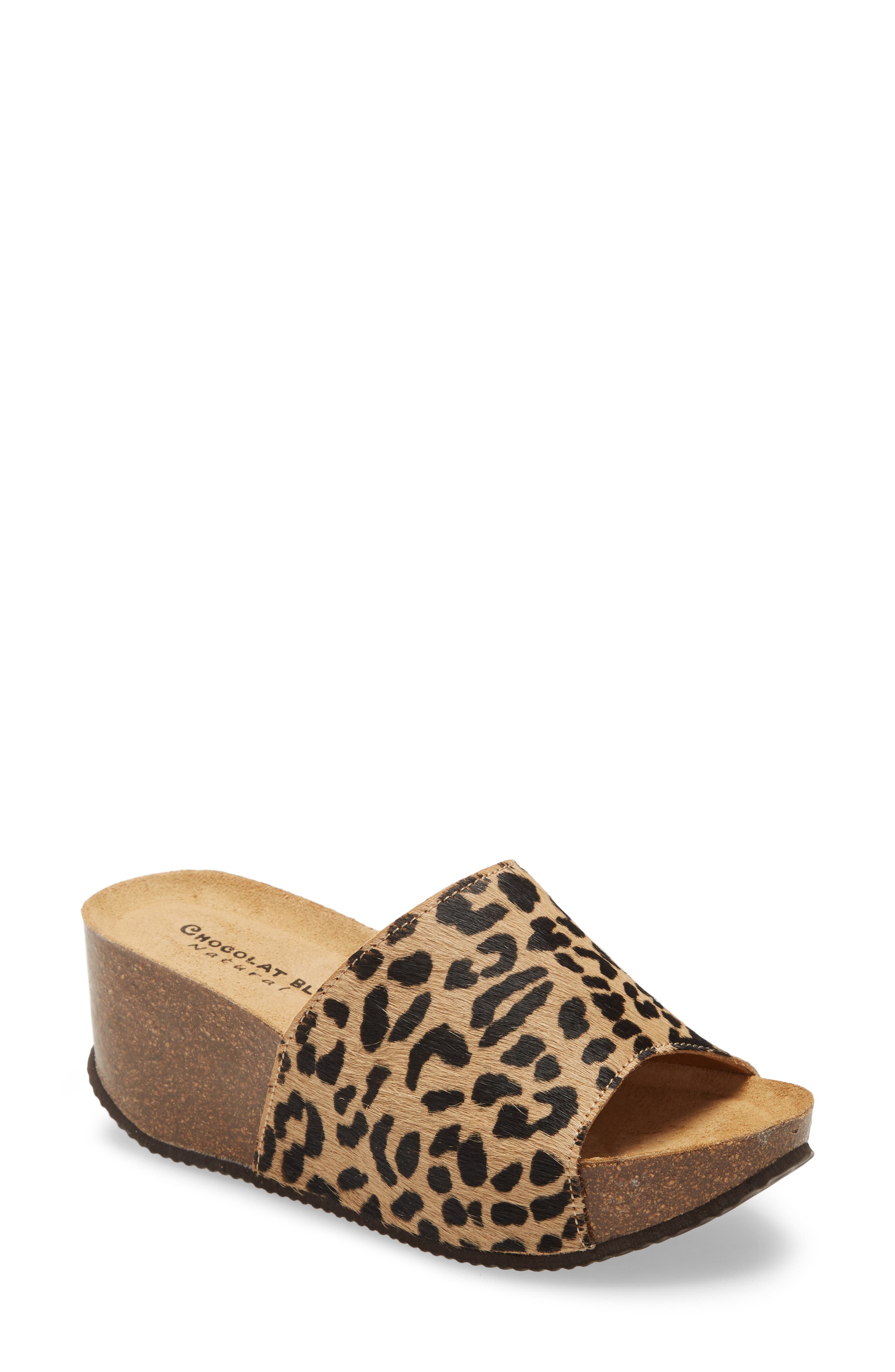 Chocolat Blu Abella Leopard Print Genuine Calf Hair Mule, Main, color, 