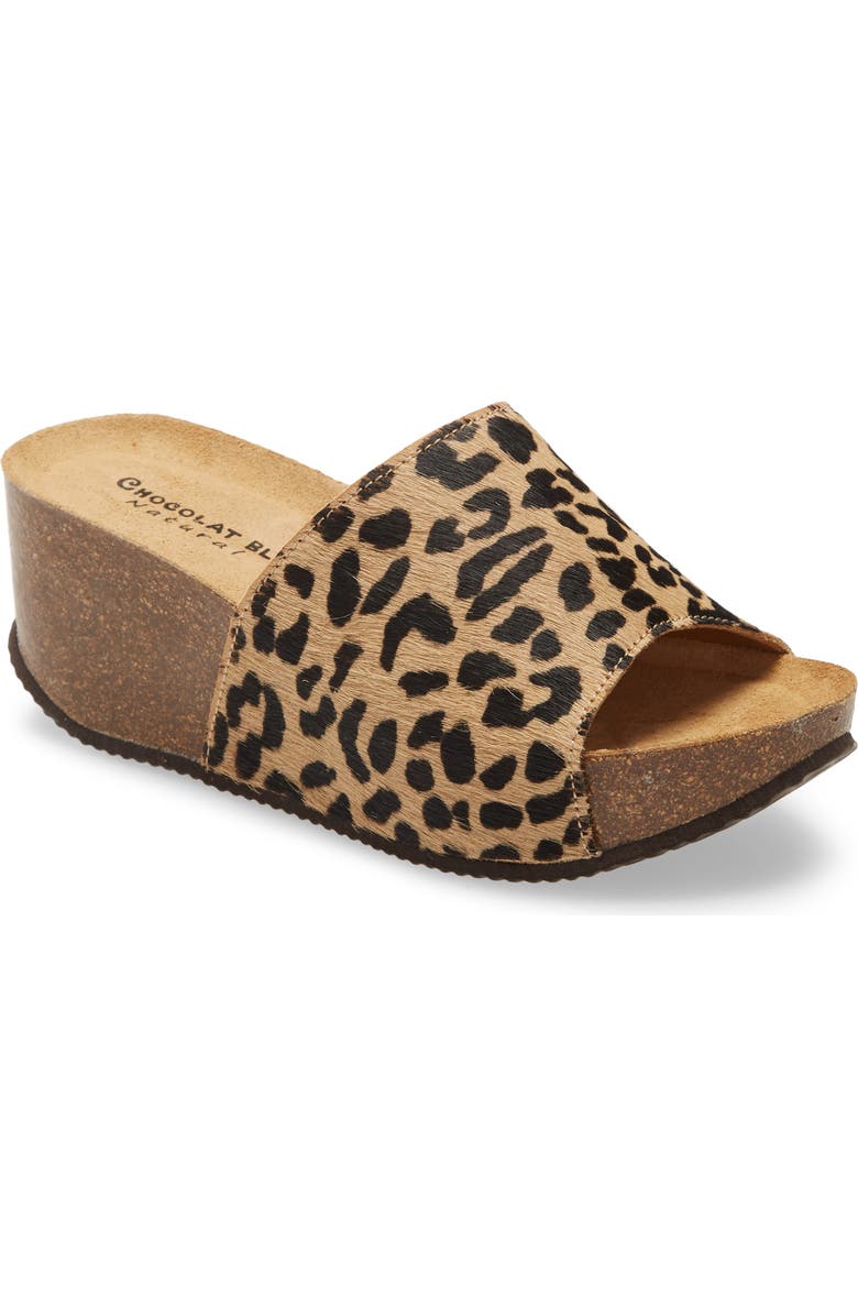 Chocolat Blu Abella Leopard Print Genuine Calf Hair Mule, Main, color,