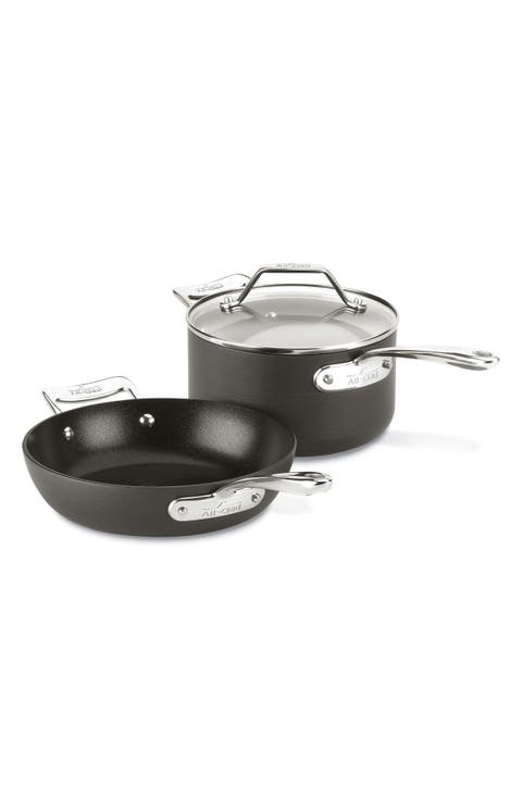 Essentials Hard Anodized Aluminum Nonstick Frying Pan & Saucepan Set