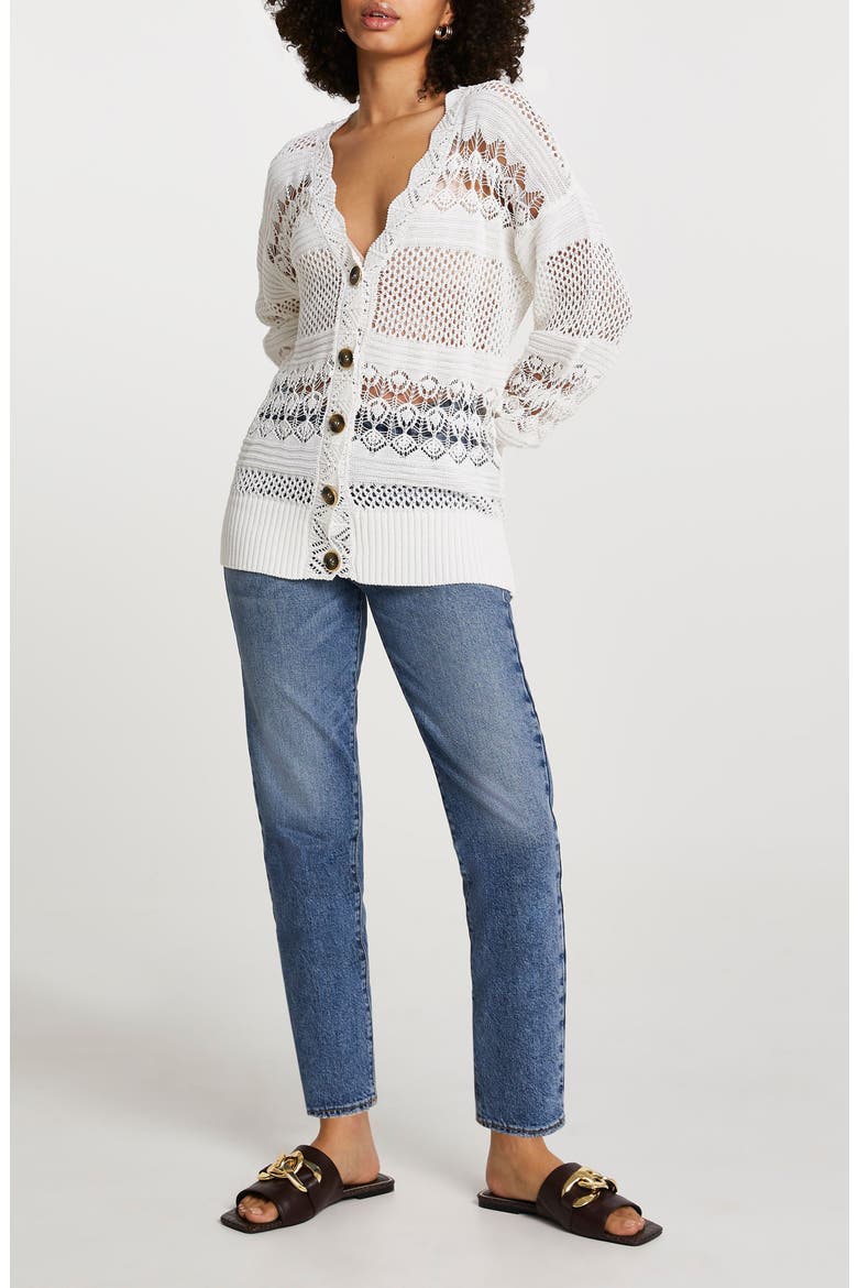 Pretty Crochet Cardigan, Alternate, color, WHITE