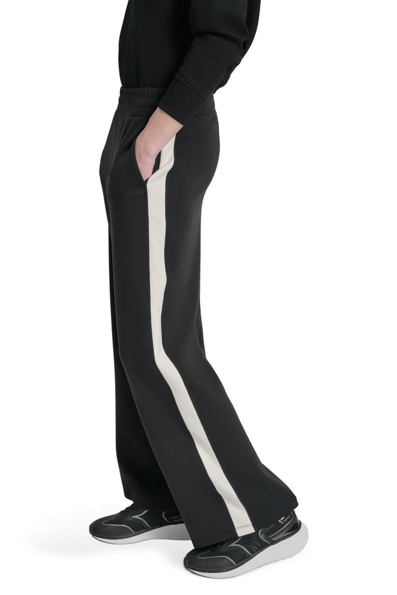 High Waist Modified Wide Leg Track Pants, Alternate, color, BLACK/ EGGNOG