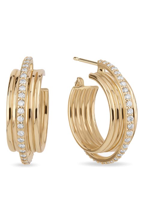 Kinetic 14K Gold Diamond Huggies