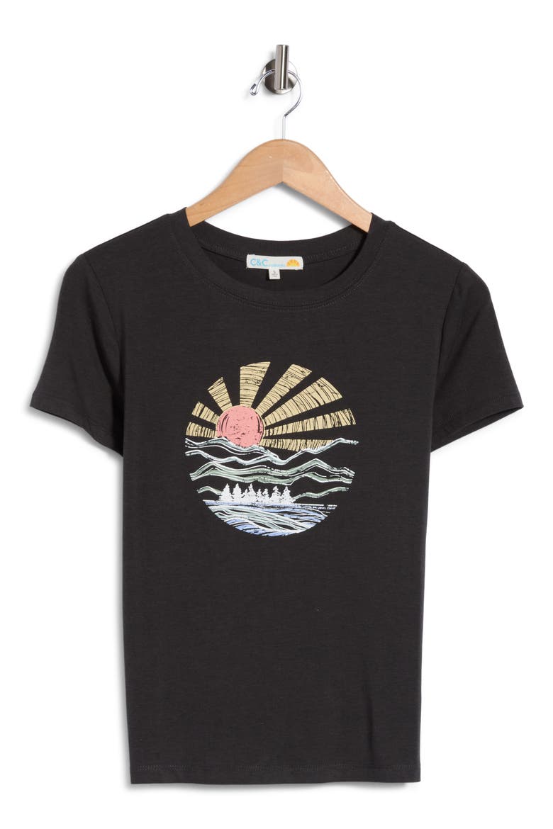 Julia Graphic T-Shirt, Alternate, color, BLACK SAND LAKE SUNRISE