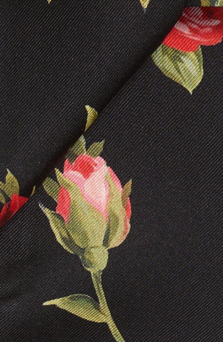 Dolce&Gabbana Rose Bouquet Silk Twill Skinny Scarf, Alternate, color, Hn5zn Bouquet Rose F.nero