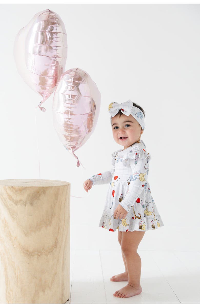 Charlie Lou Baby<sup>®</sup> Toddler Girl's Valentine's Day Winnie the Pooh Hundred Acre Love Letters Twirl Ruffle Dress with Bodysuit, Alternate, color, White