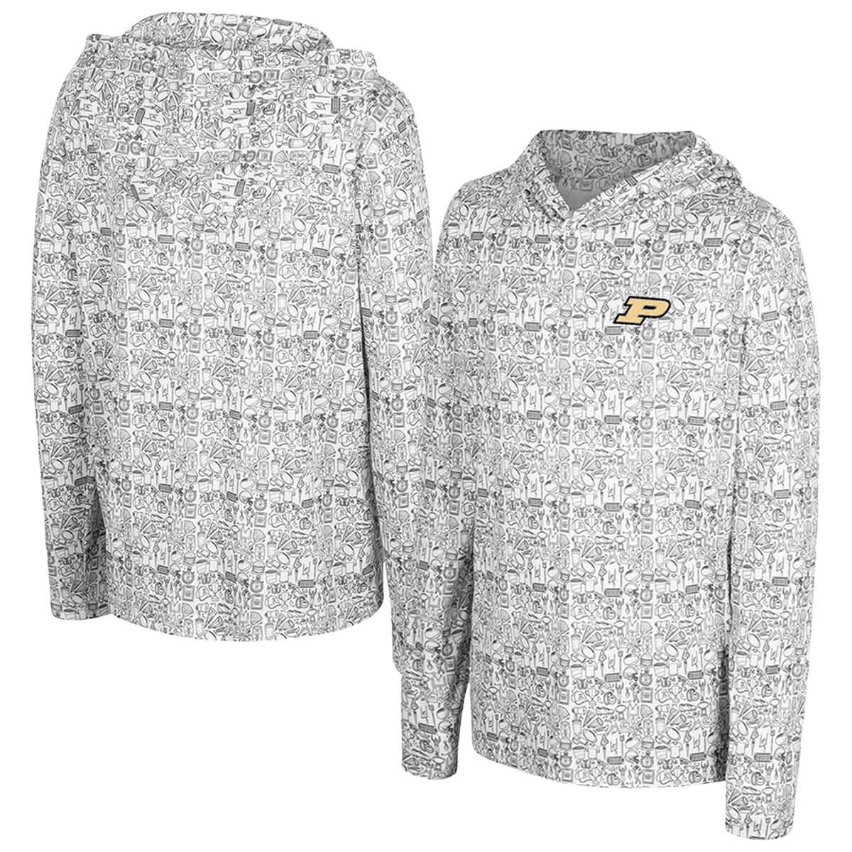 Colosseum Kids' Youth  Black Purdue Boilermakers All-over Print Hoodie In Gray