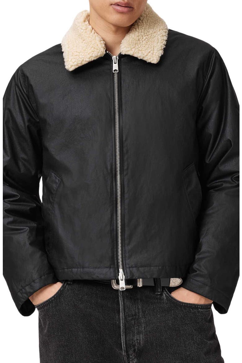 Boston Faux Shearling Collar Jacket, Main, color, BLACK