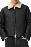 AllSaints Boston Faux Shearling Collar Jacket