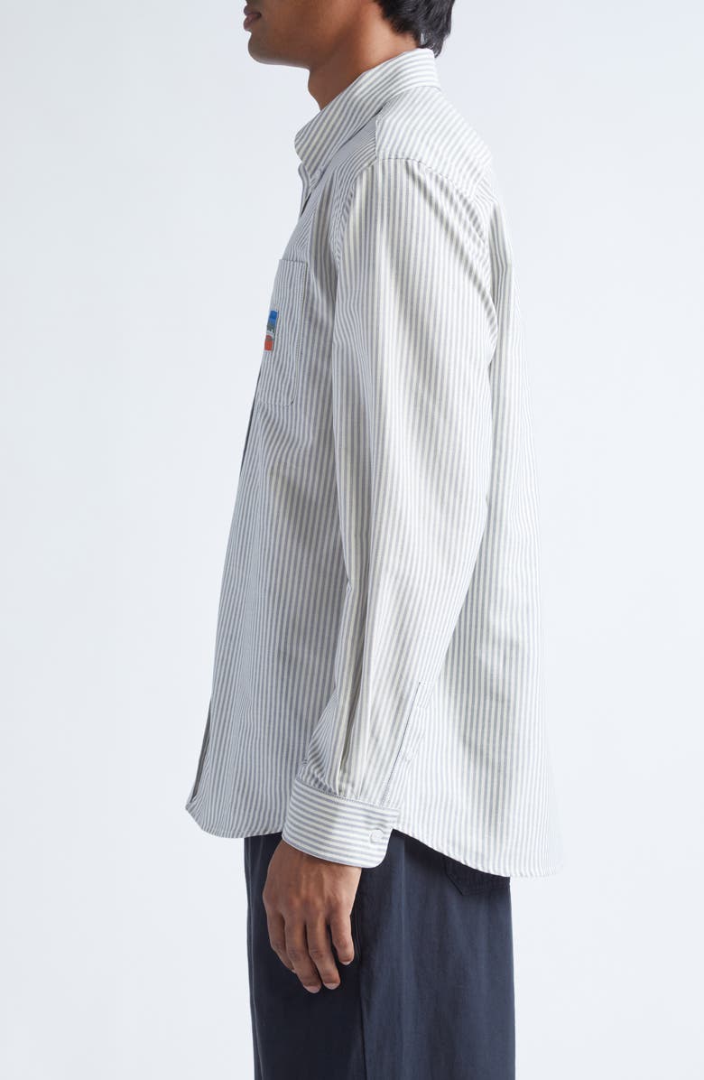 PALMES Deuce Stripe Organic Cotton Oxford Button-Down Shirt, Alternate, color, Blue Stripe