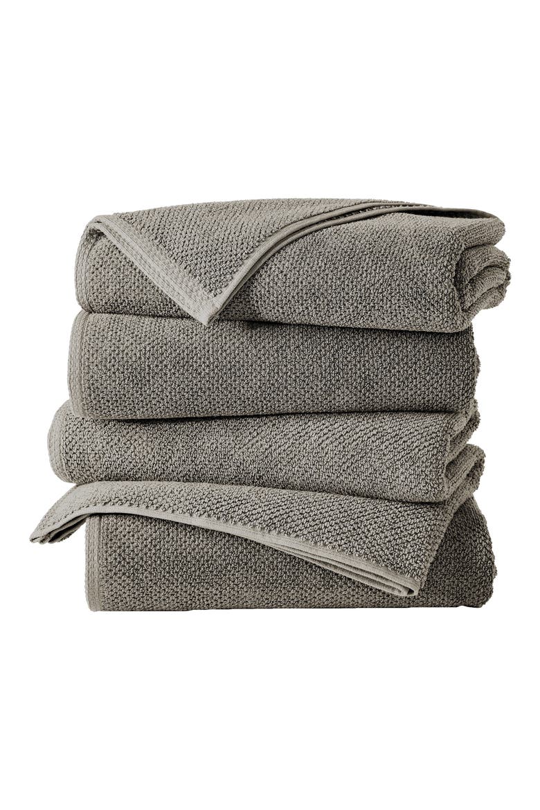 Cotton 4-Pack Textured Bath Towels, Main, color, DARK GREY
