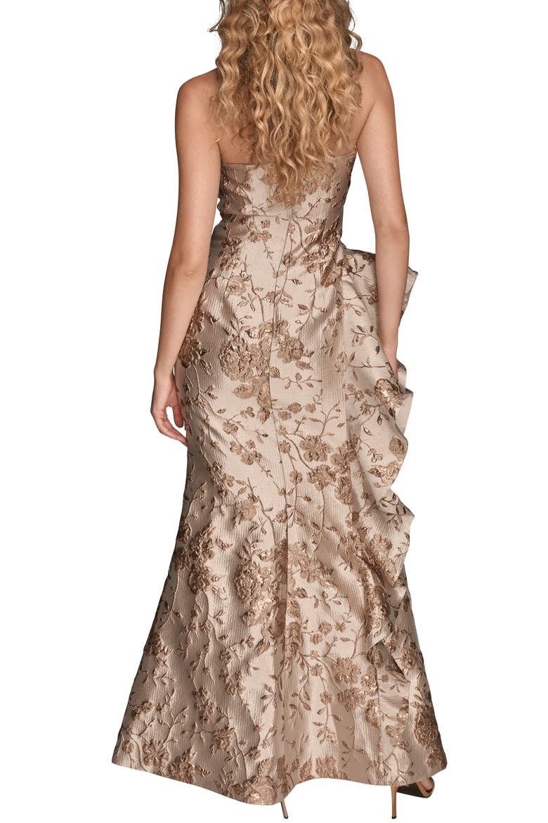 Floral Metallic Jacquard Sleeveless Gown, Alternate, color, SHADOW PINK