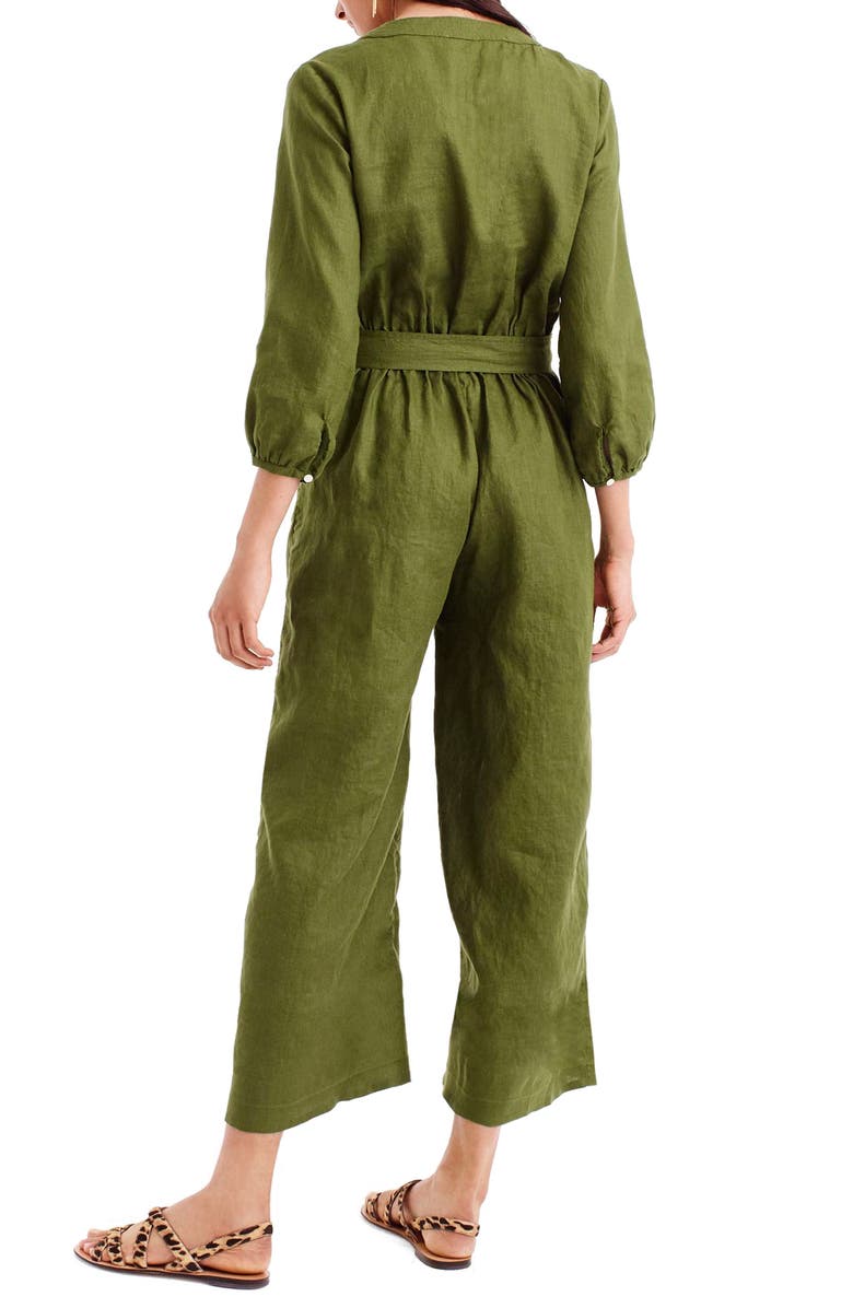 J.Crew Point Sur Faux Wrap Linen Jumpsuit, Alternate, color, 