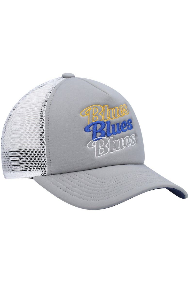 Women's adidas Gray/White St. Louis Blues Foam Trucker Snapback Hat, Alternate, color, Gray