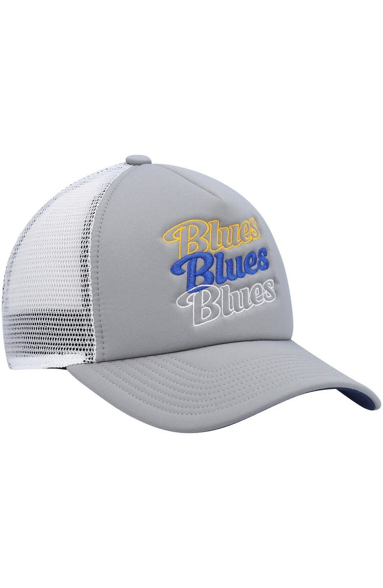 adidas Women's adidas Gray/White St. Louis Blues Foam Trucker Snapback Hat, Alternate, color, Gray