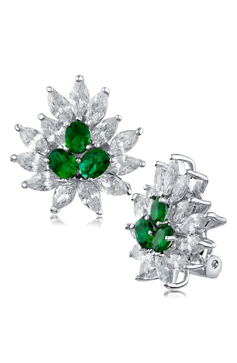 CZ by Kenneth Jay Lane Marquis Cluster CZ Earrings, Main, color, 