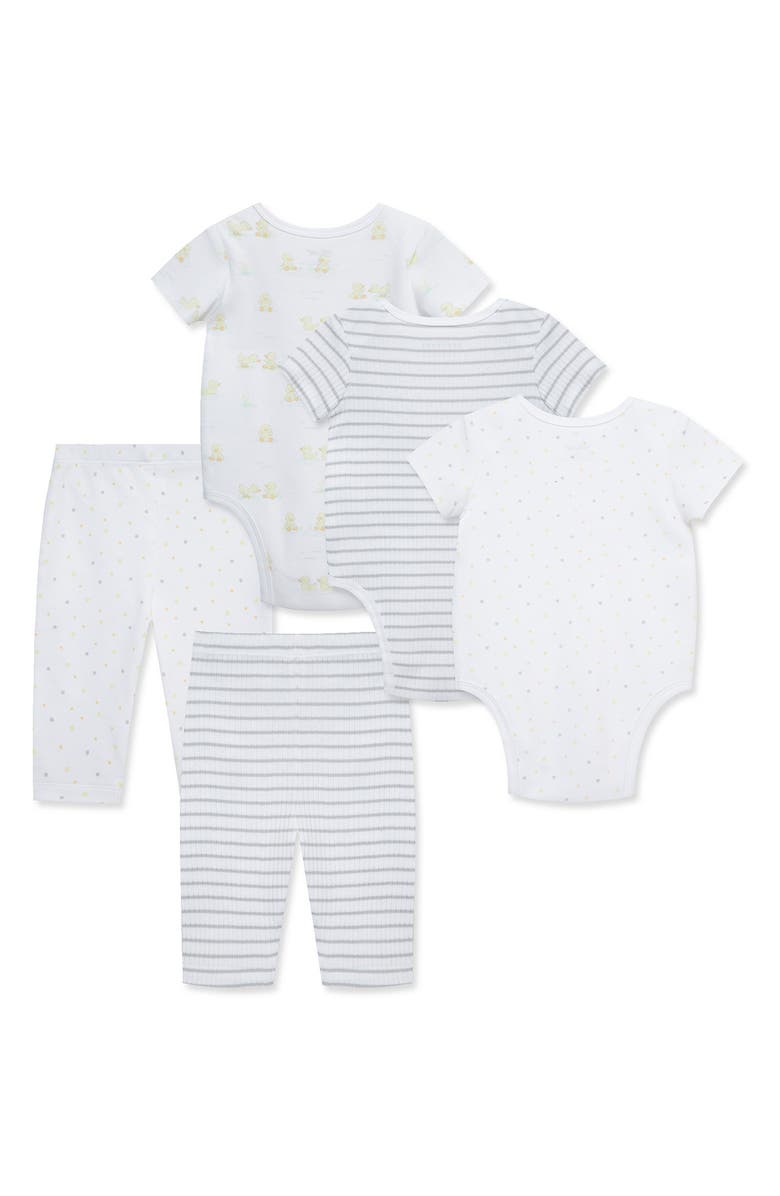 Little Me Ducks Organic Cotton Bodysuit & Pants 5-Piece Set, Alternate, color, 