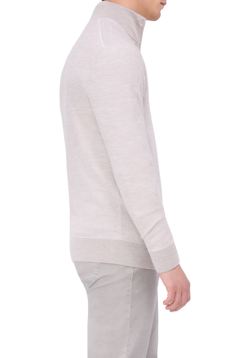 Bugatchi Merino Wool & Silk Bird's Eye Quarter Zip Sweater, Alternate, color, 