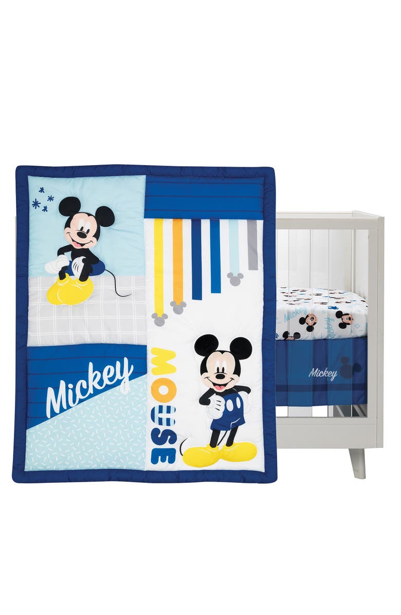 Lambs & Ivy Disney Baby Forever Mickey Mouse 3-Piece Crib Bedding Set, Main, color, Blue