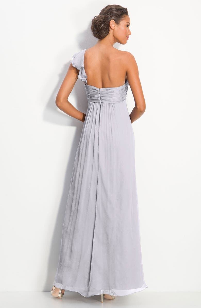 Amsale Ruffled Chiffon One Shoulder Gown, Alternate, color, 