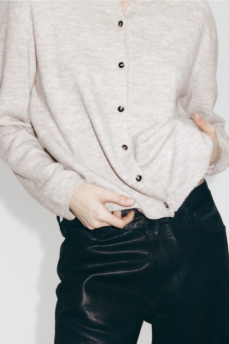 Loose-fit Cardigan, Alternate, color, Taupe melange