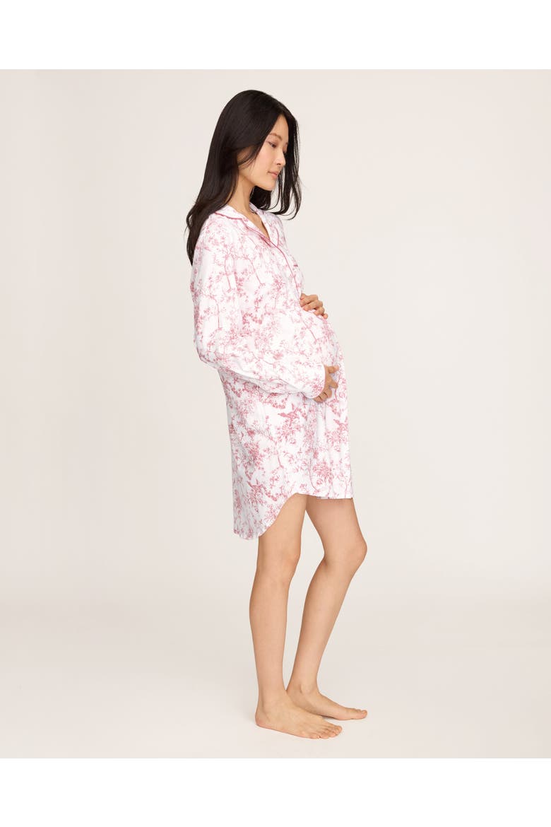 Pima Cotton Maternity Nightshirt in Pink Timeless Toile, Alternate, color, Pink