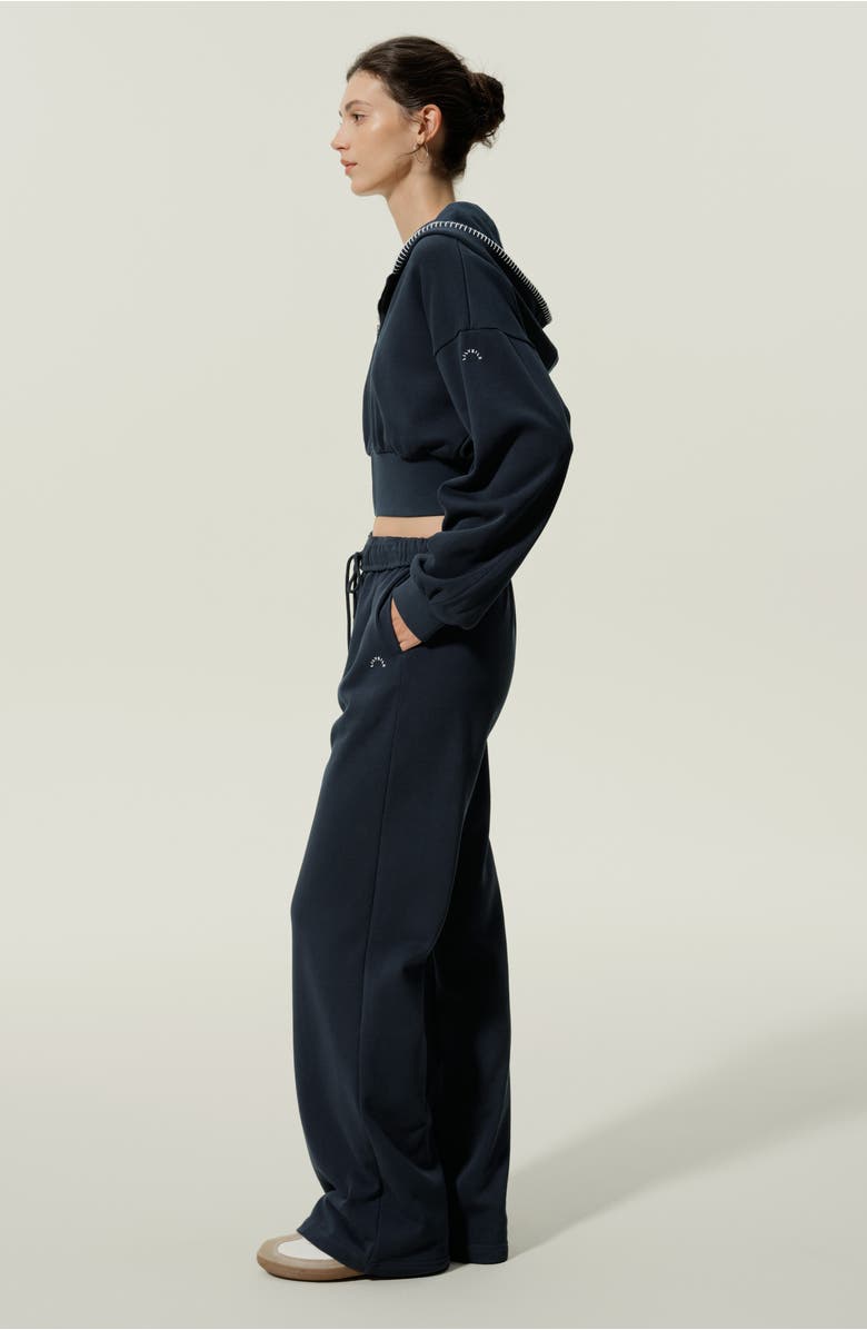 Lilysilk SILKERRY Cropped Fit Seamflow Drift Full-Zip Front Closure Sweatshirt, Alternate, color, Navy