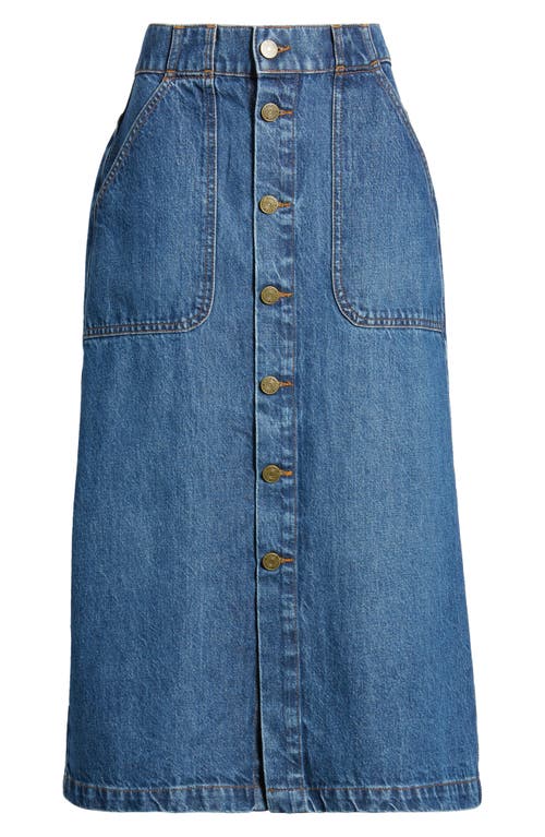 Frame Modern Pocket Button Front Midi Denim Skirt In October