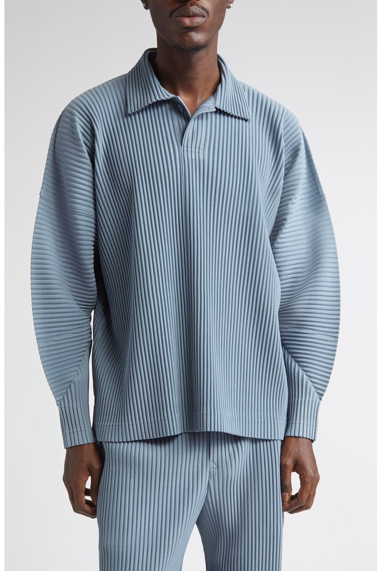 Monthly Colors August Pleated Long Sleeve Polo (Men) | Nordstrom