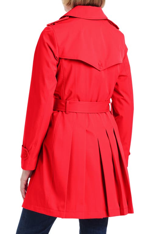 Kate Spade Women S Short Single-breasted Pleated Back Trench Coat In Classic Red