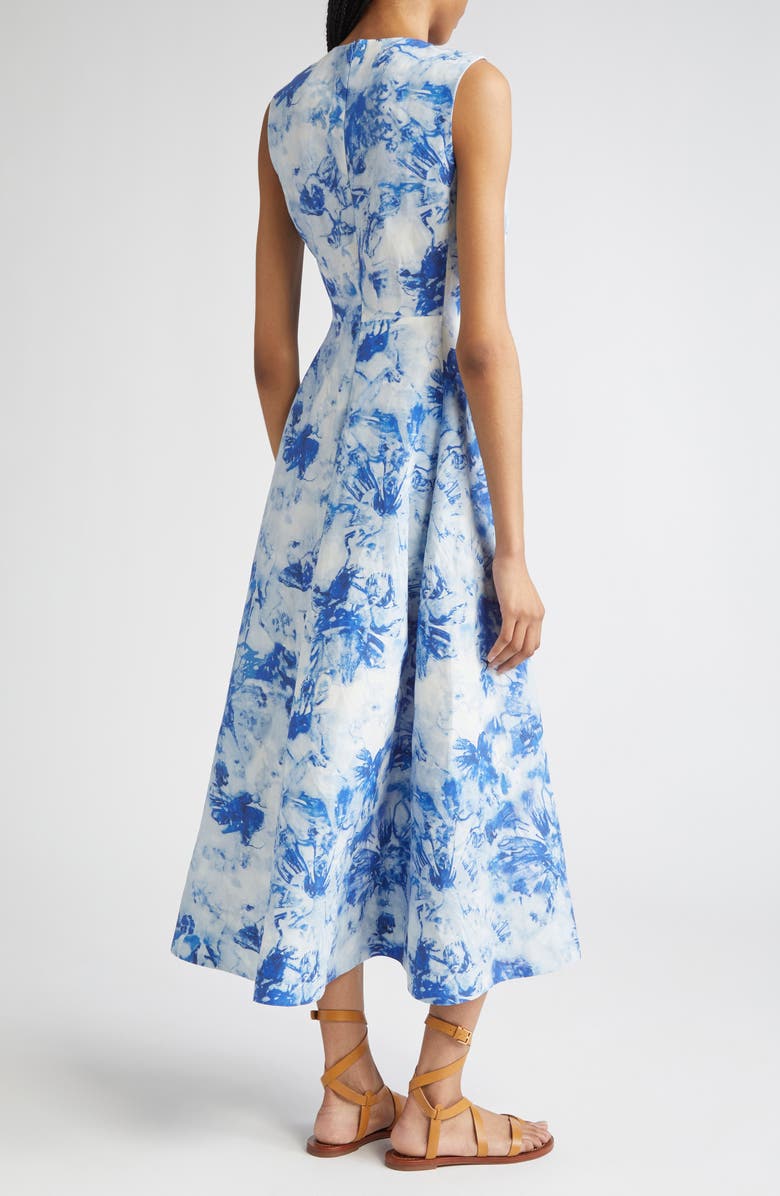 Lafayette 148 New York Floral Sleeveless Silk & Linen Fit & Flare Dress, Alternate, color, 