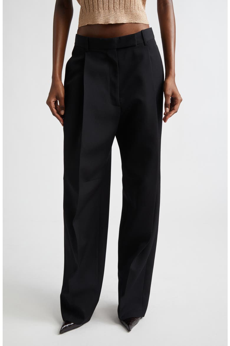 Pleated Wool Pants, Main, color, LB999 BLACK