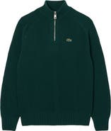Lacoste Classic Fit Quarter Zip Wool Rib Sweater