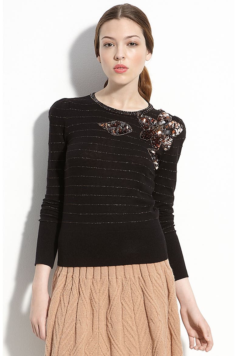 'Gladiola' Embellished Sweater, Main, color, BLACK MULTI