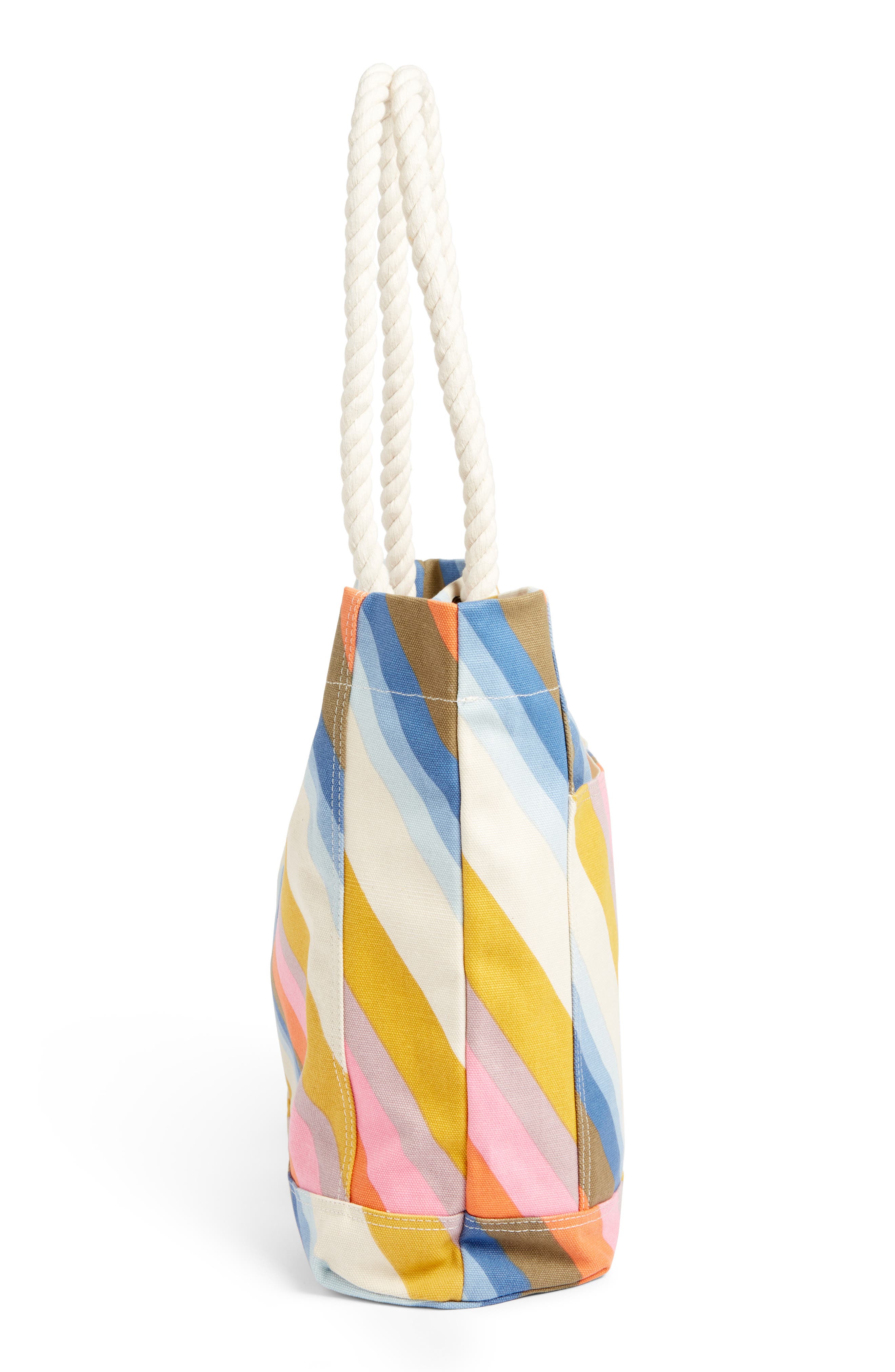 Billabong Sea Ya Stripe Canvas Beach Tote, Alternate, color, 