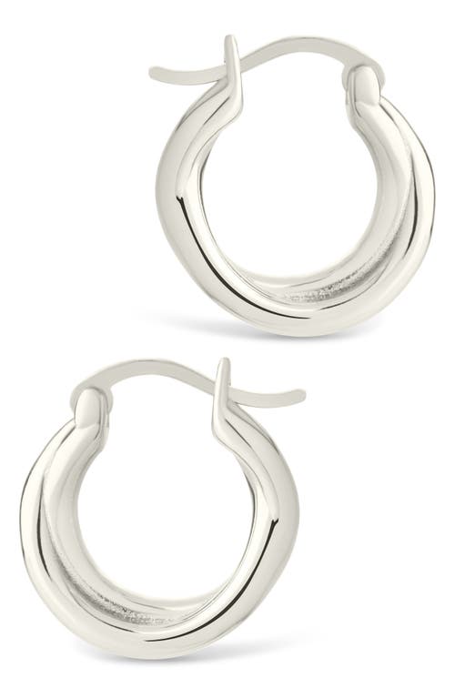Sterling Forever Janice Twisted Huggie Hoop Earrings In Metallic
