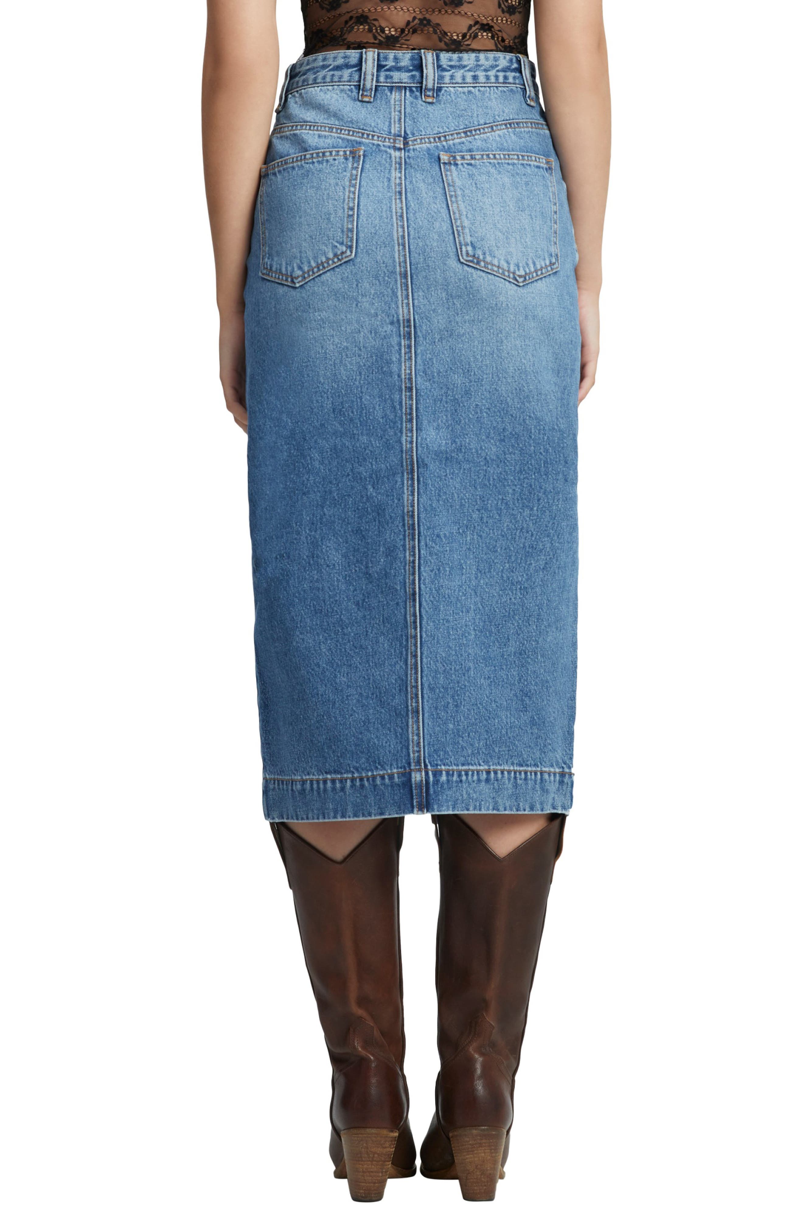Jonah Slit Front Denim Skirt - image 2