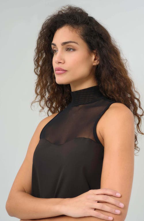 Anatomie Ellen Sleeveless Mesh Mockneck Top In Black