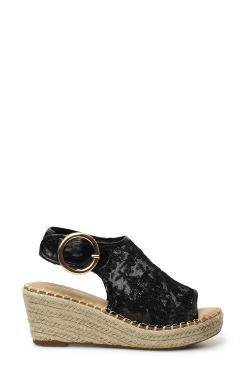Catherine Catherine Malandrino Latio Mesh Lace Wedge Sandal In Black