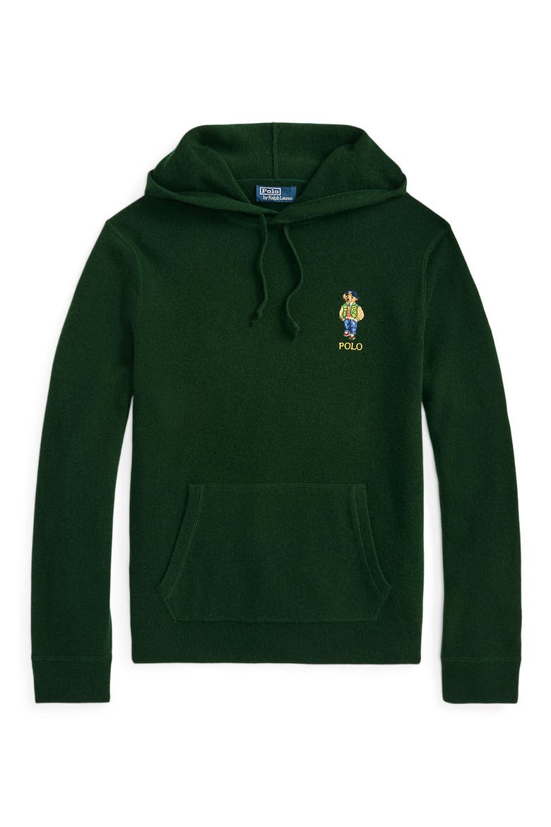 Polo Bear Merino Wool Hoodie Sweater, Alternate, color, MOSS AGATE