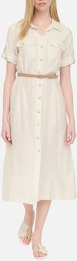 ZOE AND CLAIRE Belted Shirtdress