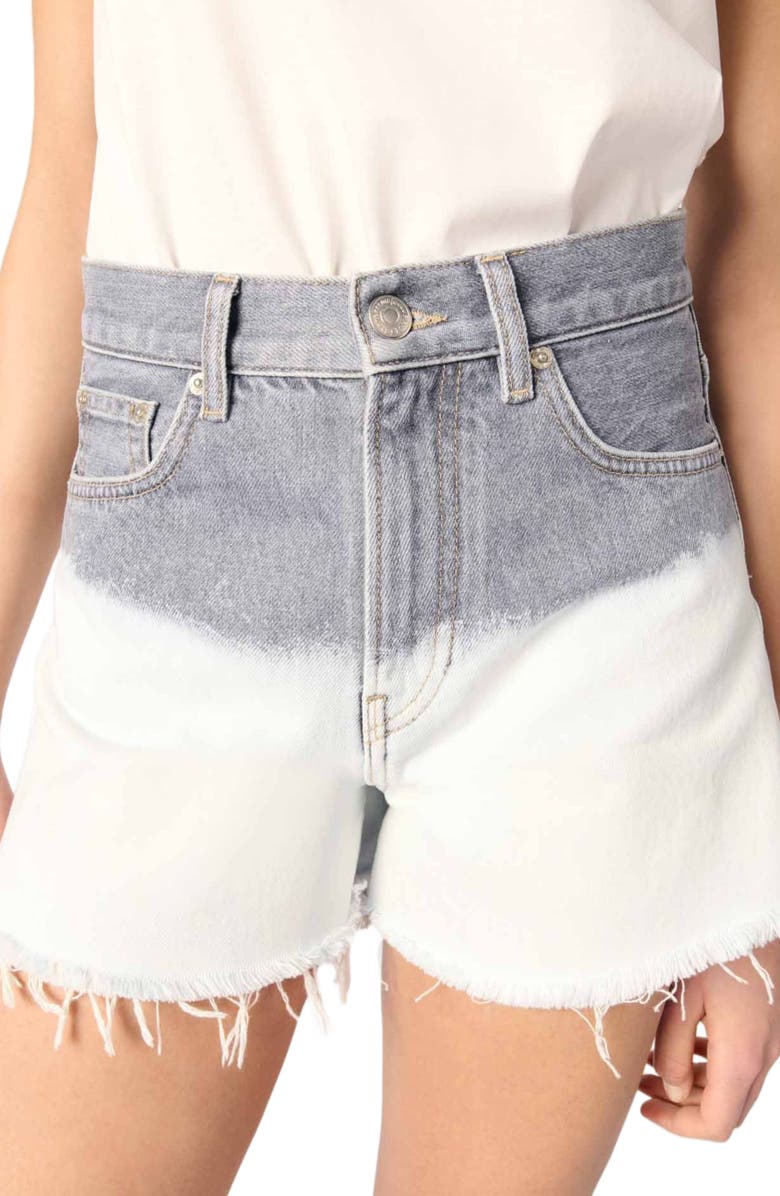 maje Tie-dye denim shorts, Alternate, color, Grey/White